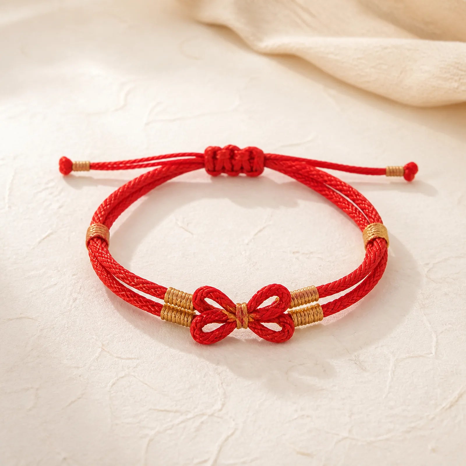 Hand Woven Butterfly Luck Adjustable Braided Cord Bracelet featuring Butterfly, Red String, Feng Shui Butterfly