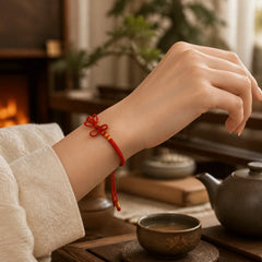 Hand Woven Butterfly Luck Adjustable Braided Cord Bracelet featuring Butterfly, Red String, Feng Shui Butterfly