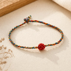 Hand-Woven Colorful Red String Protection Bracelet featuring Red String, Silver