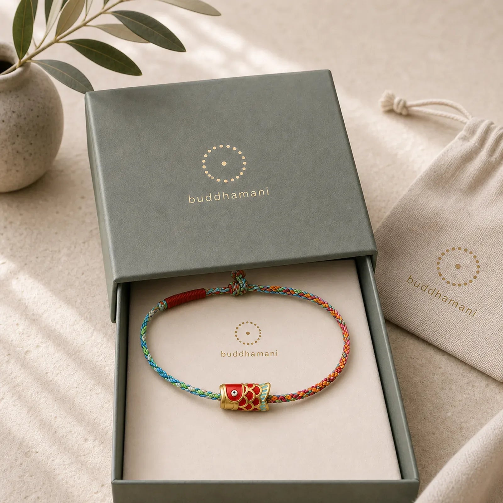 Hand-Woven Colorful String Koi Fish Luck Braided Bracelet featuring Koi Fish, Yin Yang Symbol