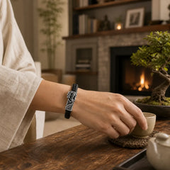 Hand-Woven Dragon Strength Braided Stainless Steel Bracelet featuring Dragon, Titanium Steel, The Phoenix