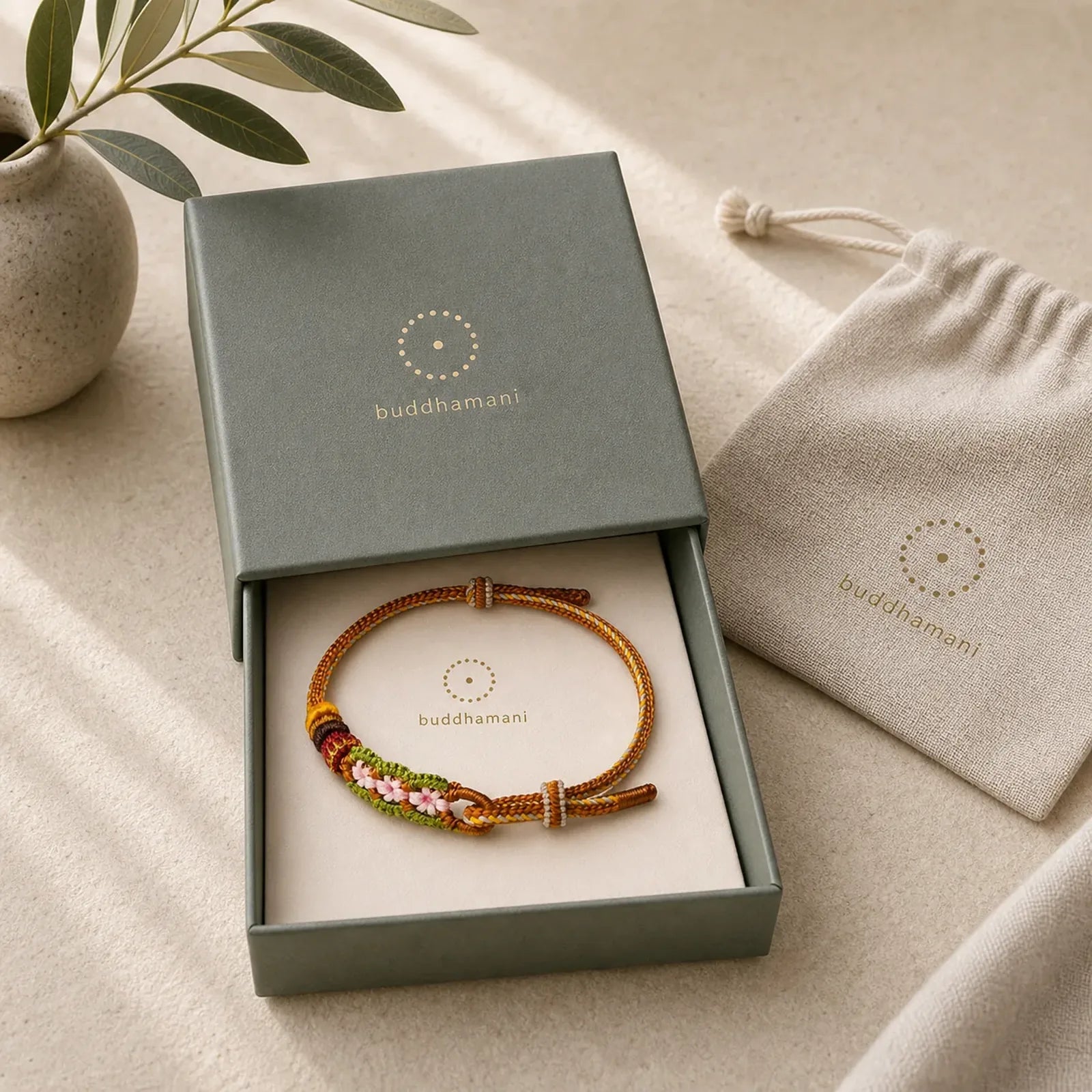 Hand-Woven Floral Chinese Knotting Fortune Adjustable Cord Bracelet featuring Chinese Knotting