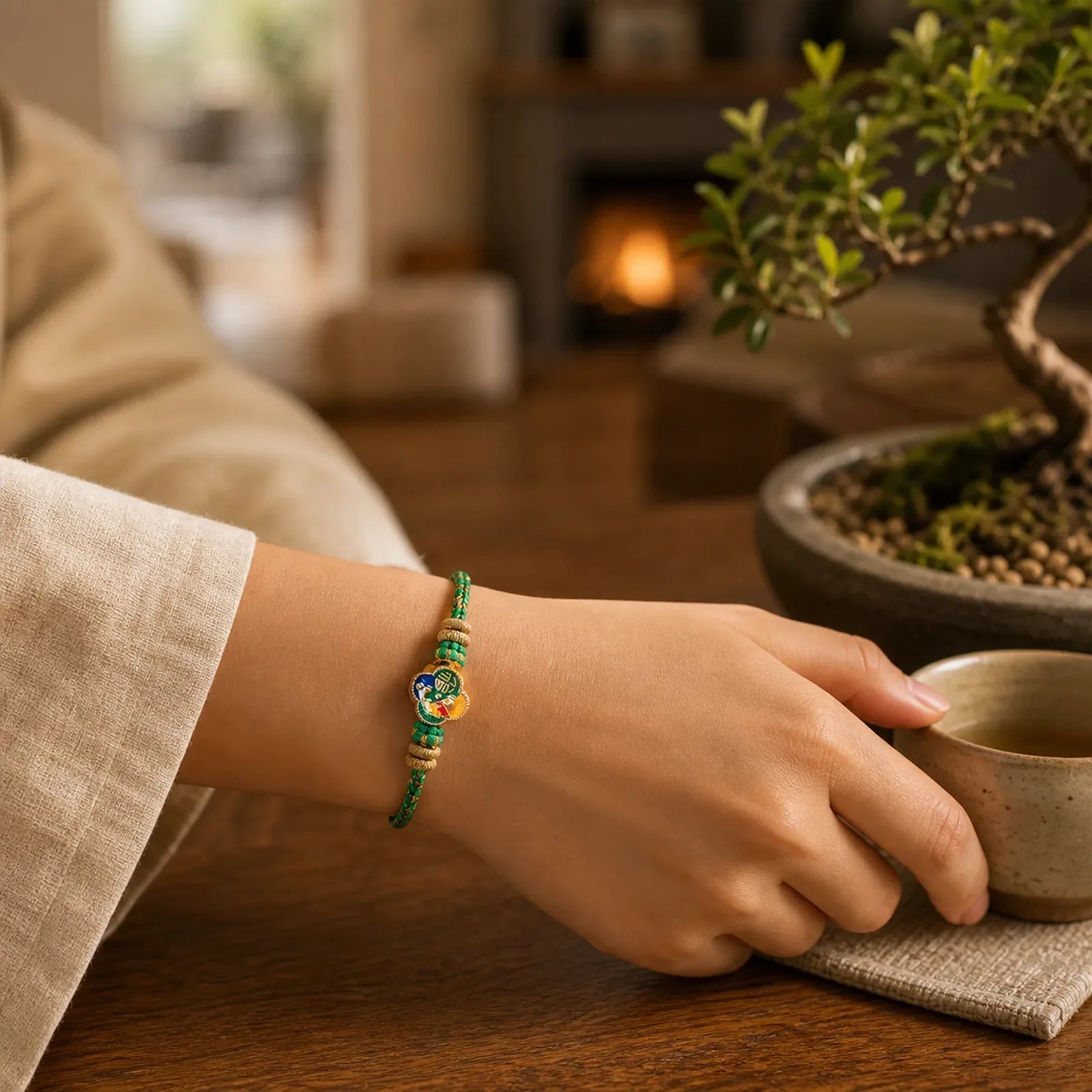 Hand-Woven Koi Fish Fu Character Success Rope Bracelet featuring Koi Fish, Fu Character, Red String