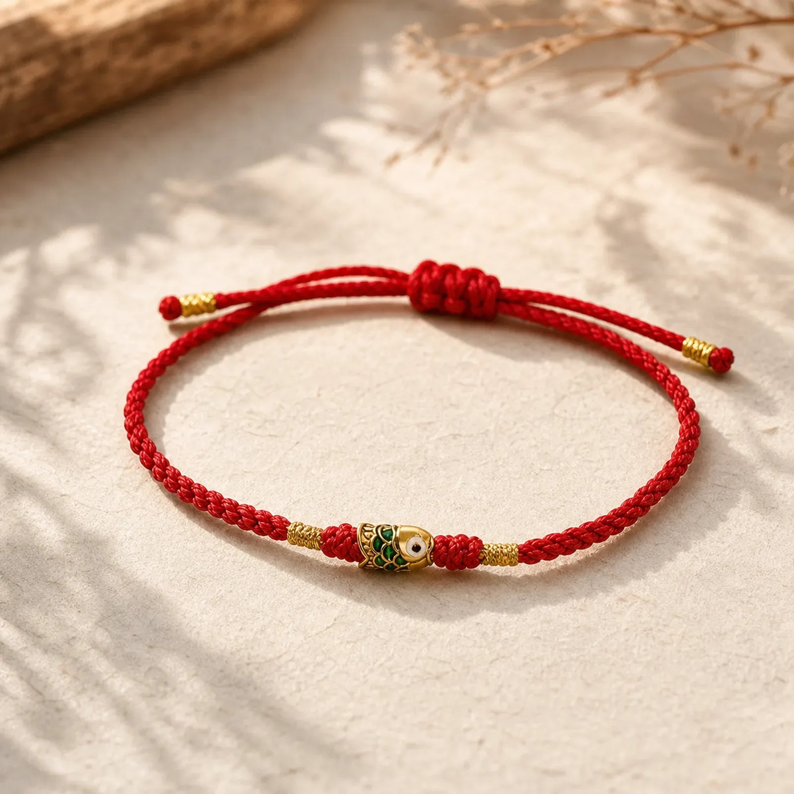 Hand-Woven Koi Fish Success Rope Bracelet featuring Koi Fish, Red String, Yin Yang Symbol