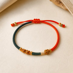 Hand-Woven "Prosperous Universe" Knotting Prosperity Multicolor Cord Bracelet featuring Red String