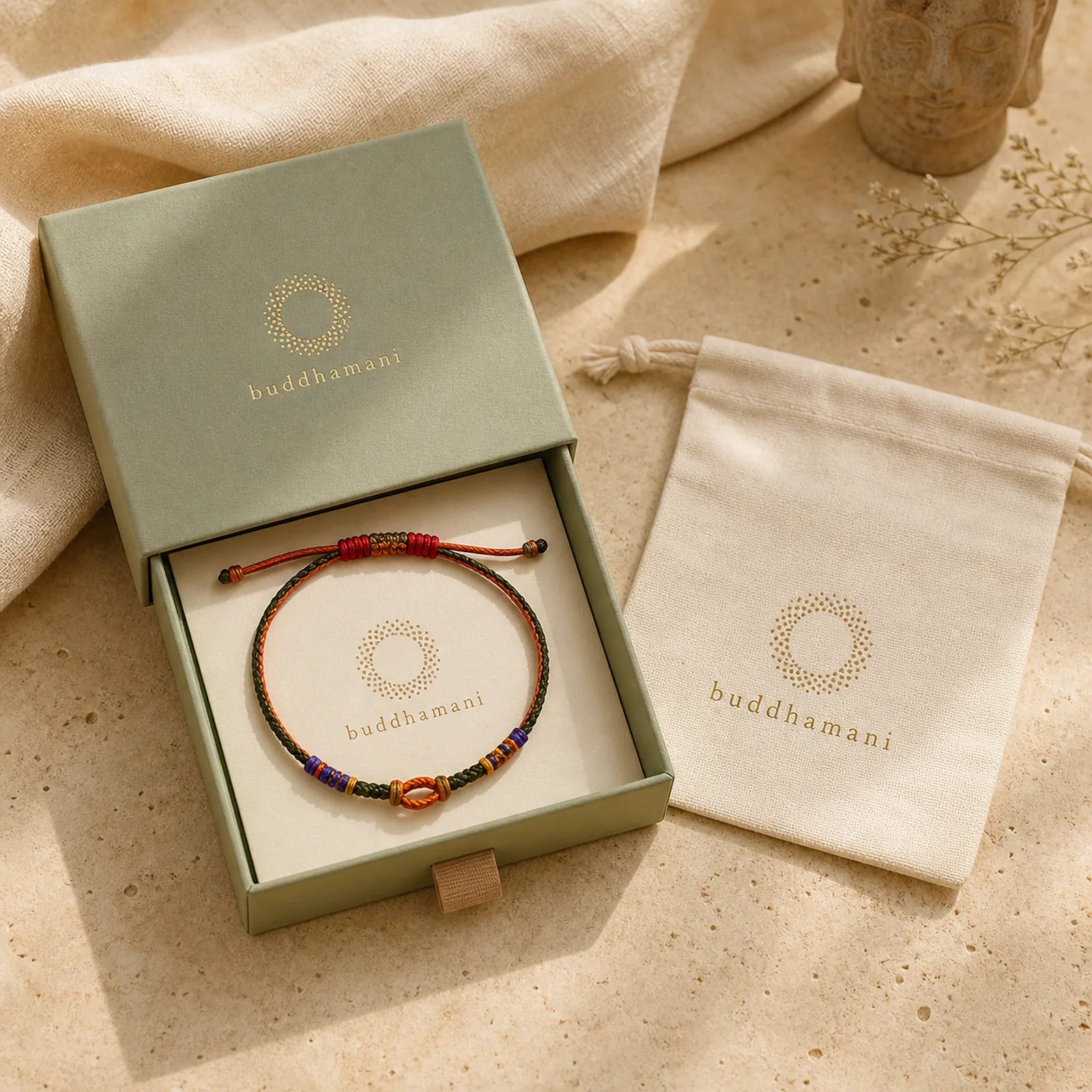 Hand-Woven "Prosperous Universe" Knotting Prosperity Multicolor Cord Bracelet featuring Red String