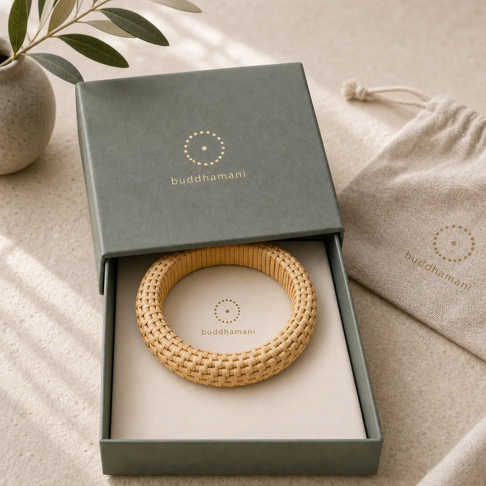 Hand-Woven Rattan Grounding Bohemian Beach Wide Bracelet Bangle featuring
