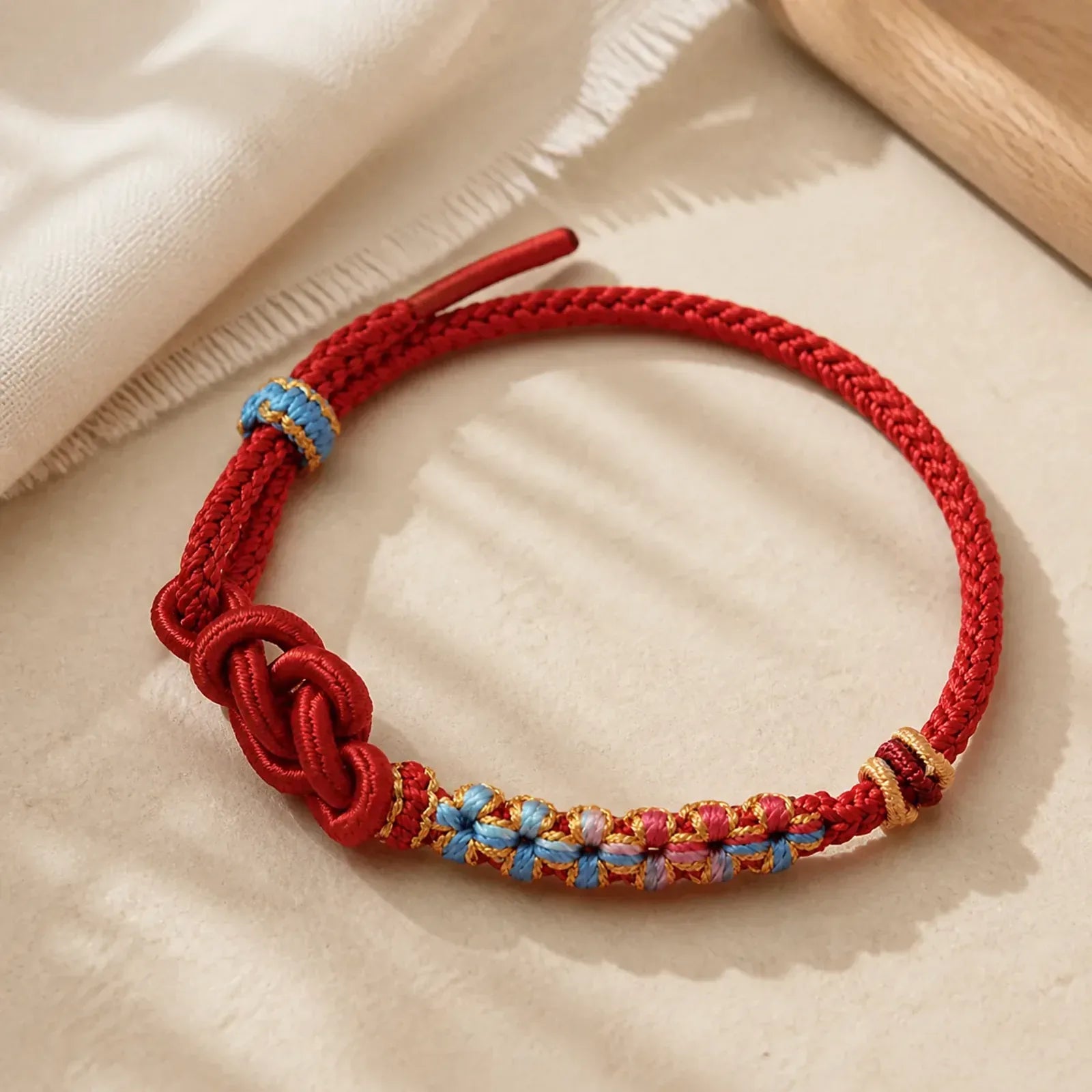 Hand-Woven Red String Chinese Knotting Luck Bracelet featuring Red String, Chinese Knotting