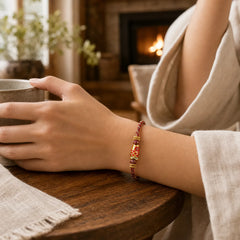 Hand-Woven Red String Koi Fish Flower Protection Bracelet featuring Red String, Koi Fish, Yin Yang Symbol