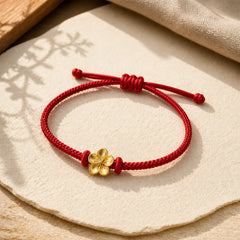 Hand-Woven Red String Small Peach Blossom Luck Braided Cord Bracelet featuring Red String, Copper
