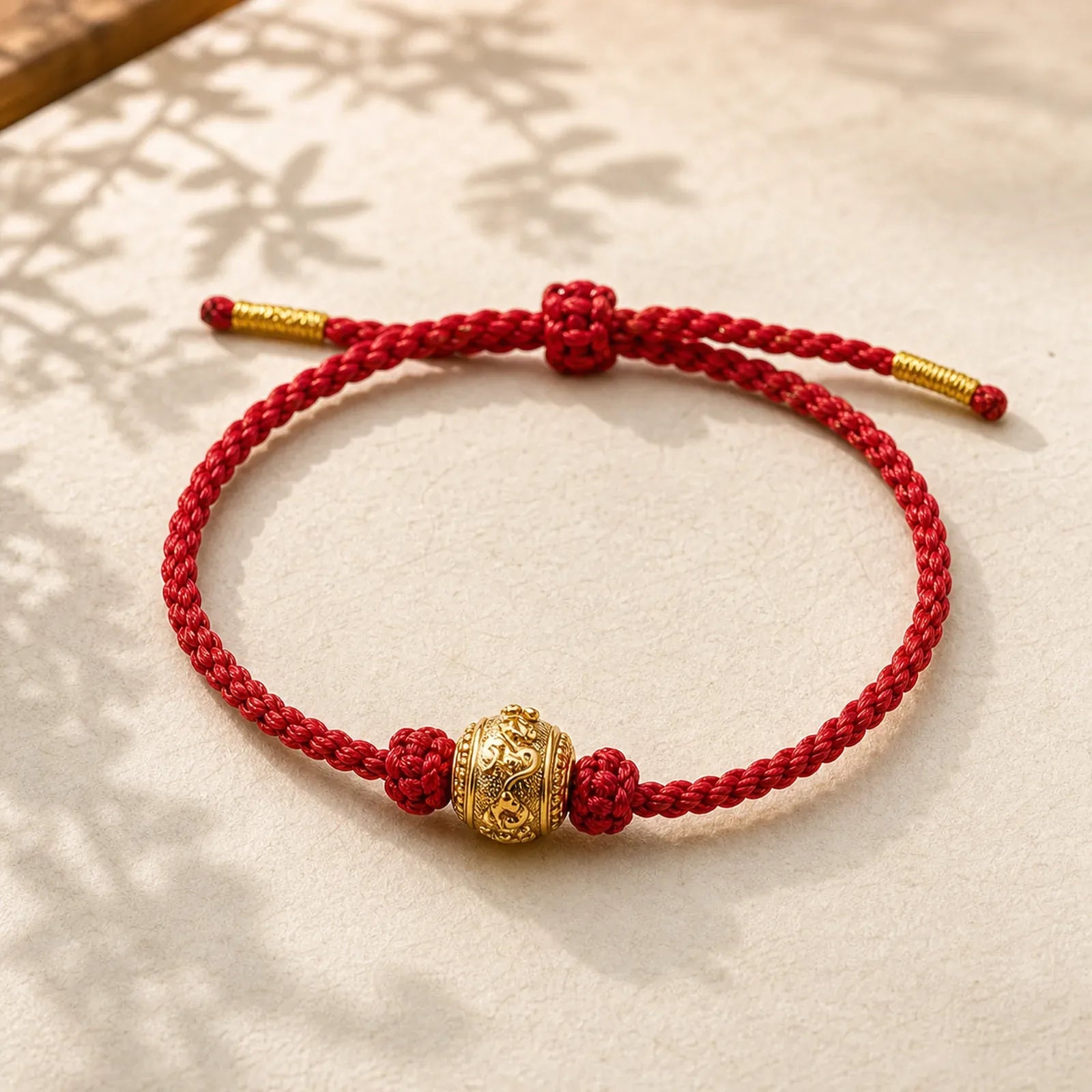 Hand-Woven Red String Strength Om Mani Padme Hum Adjustable DIY Bracelet featuring Red String, Om Mani Padme Hum, Om
