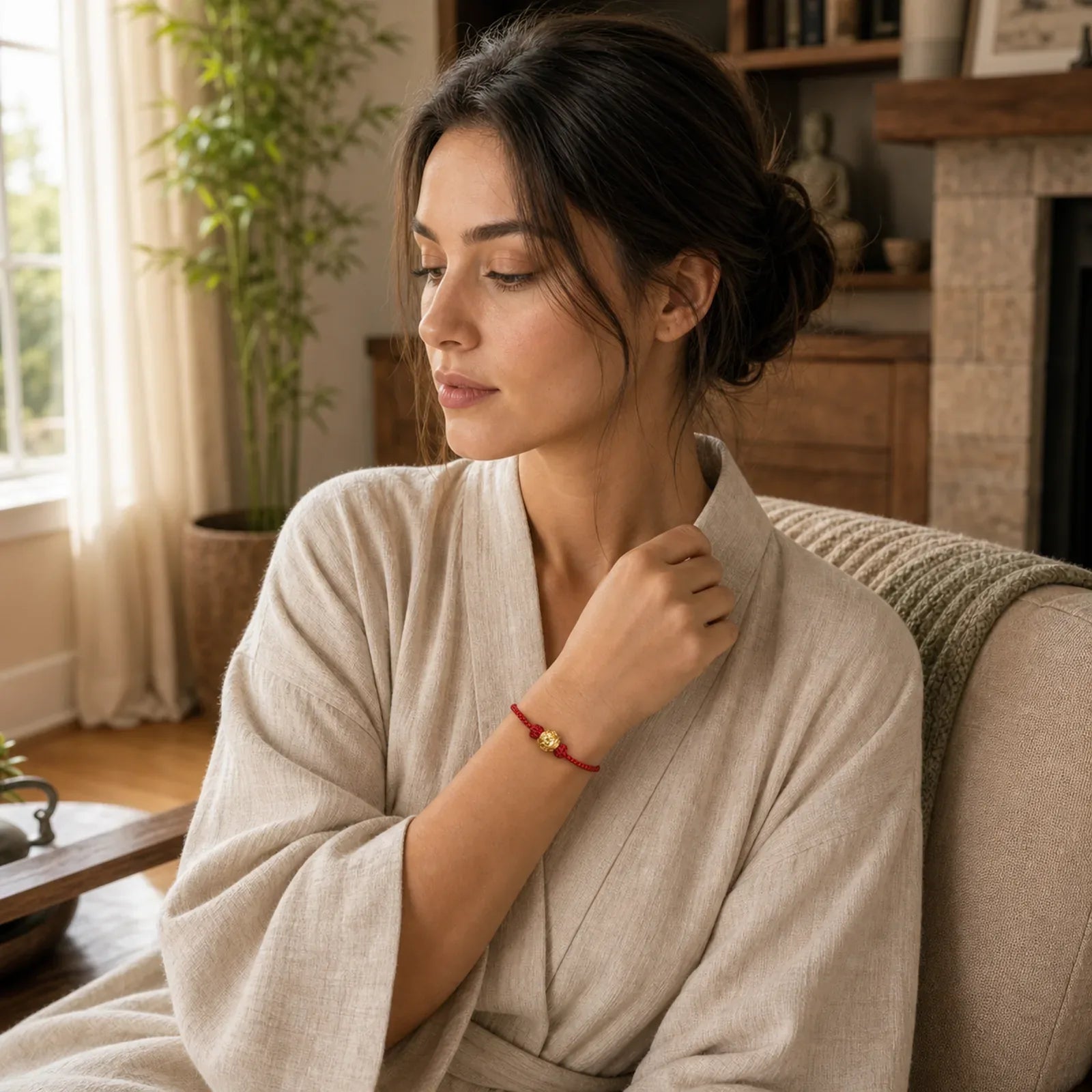 Hand-Woven Red String Strength Om Mani Padme Hum Adjustable DIY Bracelet featuring Red String, Om Mani Padme Hum, Om