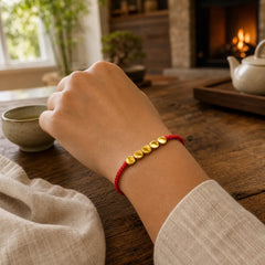 Hand-Woven Red String Twisted Beads Protection Braided Adjustable Bracelet featuring Red String