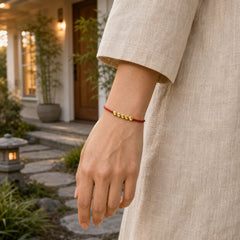 Hand-Woven Red String Twisted Beads Protection Braided Adjustable Bracelet featuring Red String