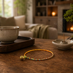 Hand-woven Colorful String Bell Balance Braided Bracelet featuring Copper