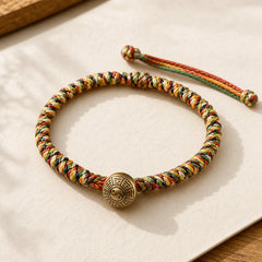 Hand-woven Colorful String Lotus Balance Braided Bracelet featuring Lotus, Lotus Symbol, Bagua