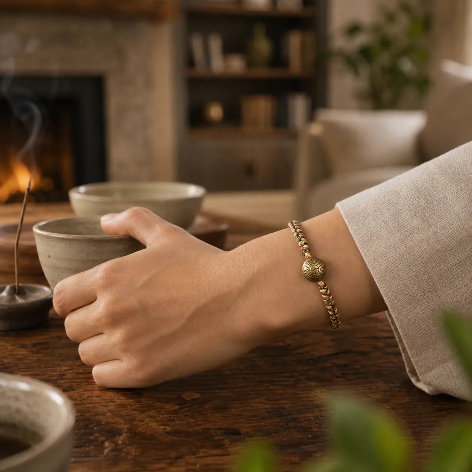 Hand-woven Colorful String Lotus Balance Braided Bracelet featuring Lotus, Lotus Symbol, Bagua