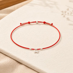 Handcrafted 925 Sterling Silver Copper Coins Design Protection Strength Ultra-Thin Bracelet Anklet featuring Silver, Copper, Red String