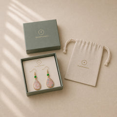 Handcrafted Silk Art Colorful Patterns Harmony Teardrop Earrings featuring Jade