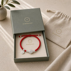 Handmade 925 Sterling Silver Fu Character Auspicious Clouds Blessing Braided Rope Bracelet featuring Silver, Fu Character, Red String