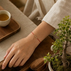 Handmade 925 Sterling Silver Small Pieces Protection Braided Ultra-Thin Rope Bracelet featuring Silver, Red String