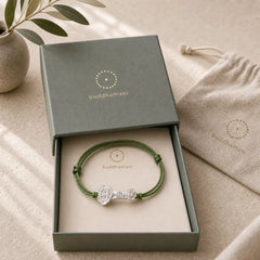 Handmade 999 Sterling Silver Fu Character Wish Ruyi Handle Luck Braided Green Rope Bracelet featuring Silver, Fu Character