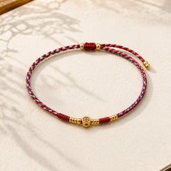 Handmade Braided Red String Copper Coins Luck Bracelet featuring Red String, Copper