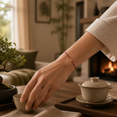 Handmade Braided Red String Copper Coins Luck Bracelet featuring Red String, Copper