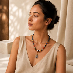 Handmade Buddha Snake Skull Head Dzi Bead Serenity Rope Necklace Pendant (Extra 35% Off | USE CODE: FS35) featuring Dzi Bead, Buddha Symbol, Nine-Eye Dzi Bead