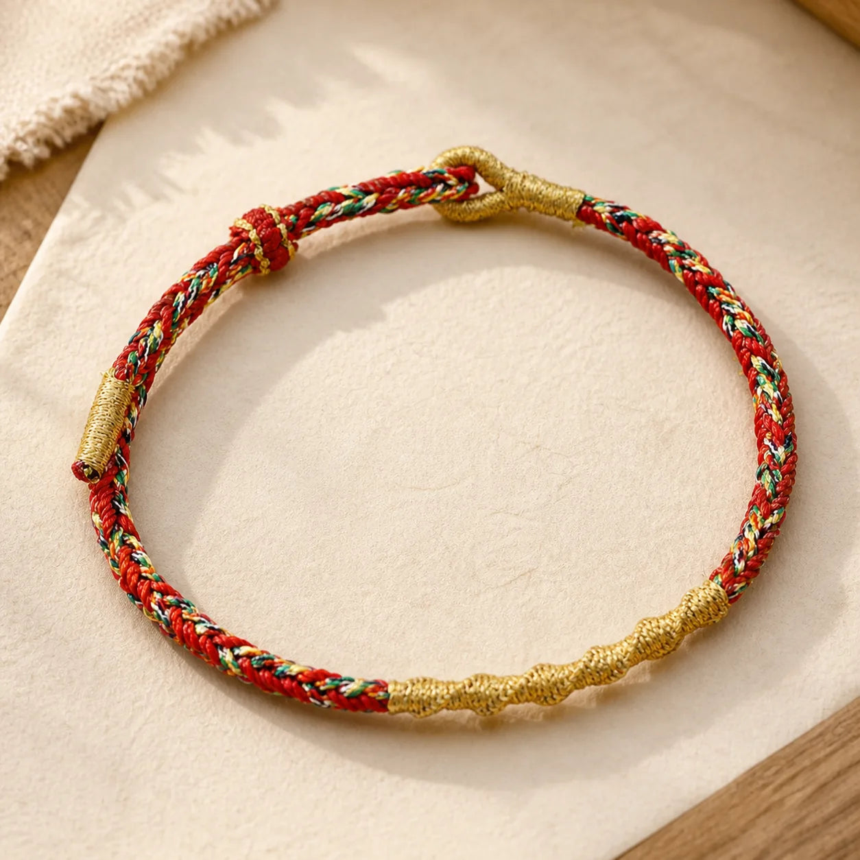 Handmade Chinese Zodiac Natal Buddha Protection Strength Braided String Bracelet featuring Dragon, Horse, Red String