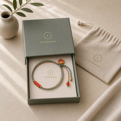 Handmade Cinnabar As One Wishes Blessing Braid Double Layer Bracelet featuring Cinnabar, Lotus