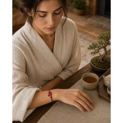 Handmade Cinnabar Chinese Zodiac Rabbit Luck Red Rope Bracelet featuring Cinnabar, Red String, Copper