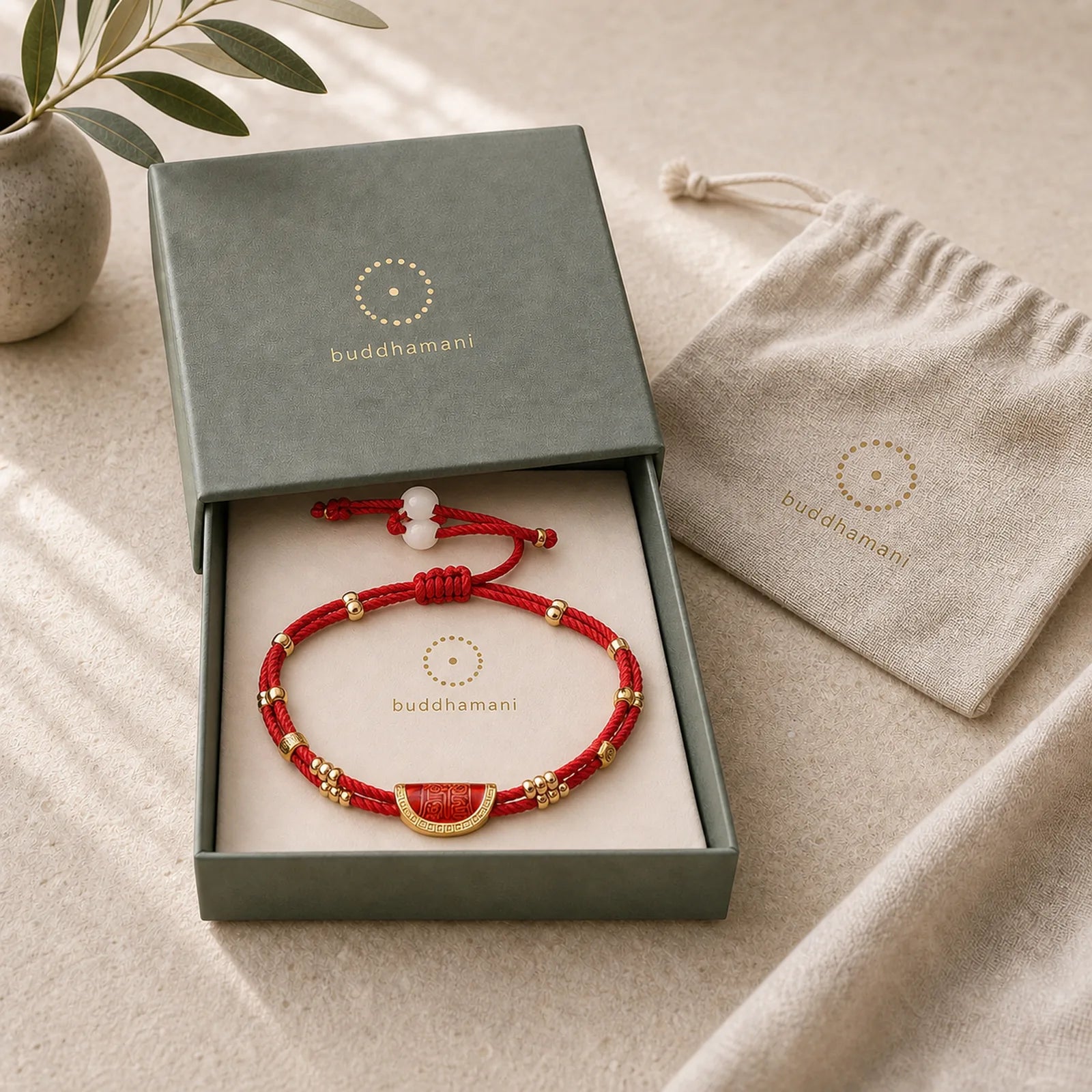 Handmade Cinnabar Dumplings Design Luck Braided Red Rope Bracelet featuring Cinnabar, Red String
