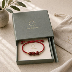 Handmade Cinnabar Om Mani Padme Hum Engraved Beads Blessing Braided Bracelet featuring Cinnabar, Om Mani Padme Hum, Om