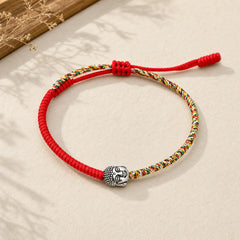 Handmade Colorful King Kong Knot Buddha Serenity String Bracelet featuring Buddha Symbol, Red String