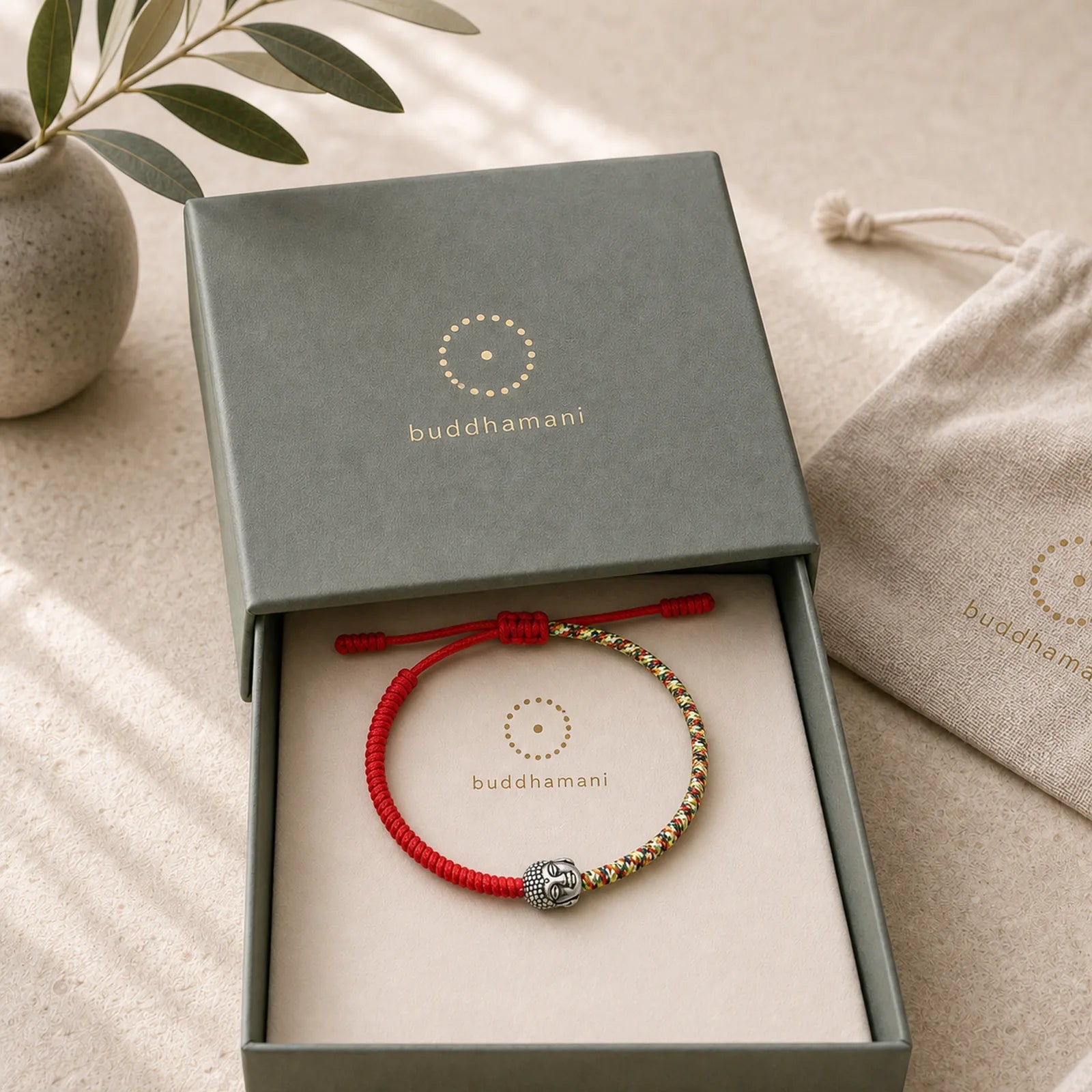 Handmade Colorful King Kong Knot Buddha Serenity String Bracelet featuring Buddha Symbol, Red String