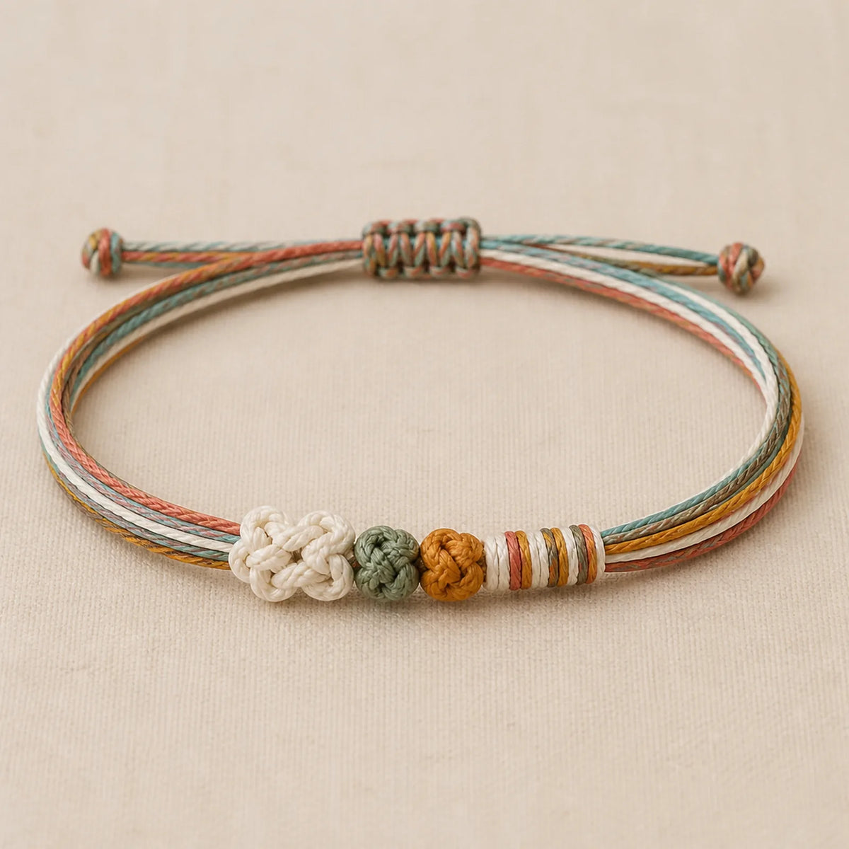 Handmade Dunhuang Color Peach Blossom Pattern Braid String Bracelet featuring Red String
