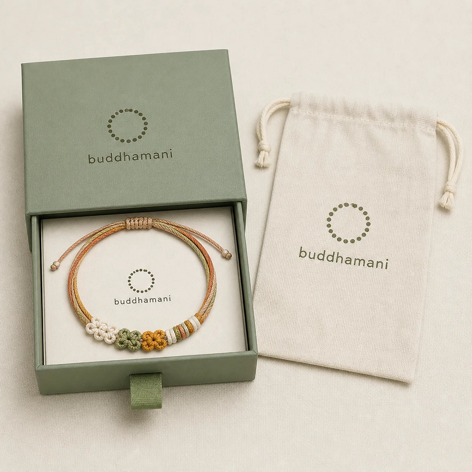 Handmade Dunhuang Color Peach Blossom Pattern Braid String Bracelet featuring Red String