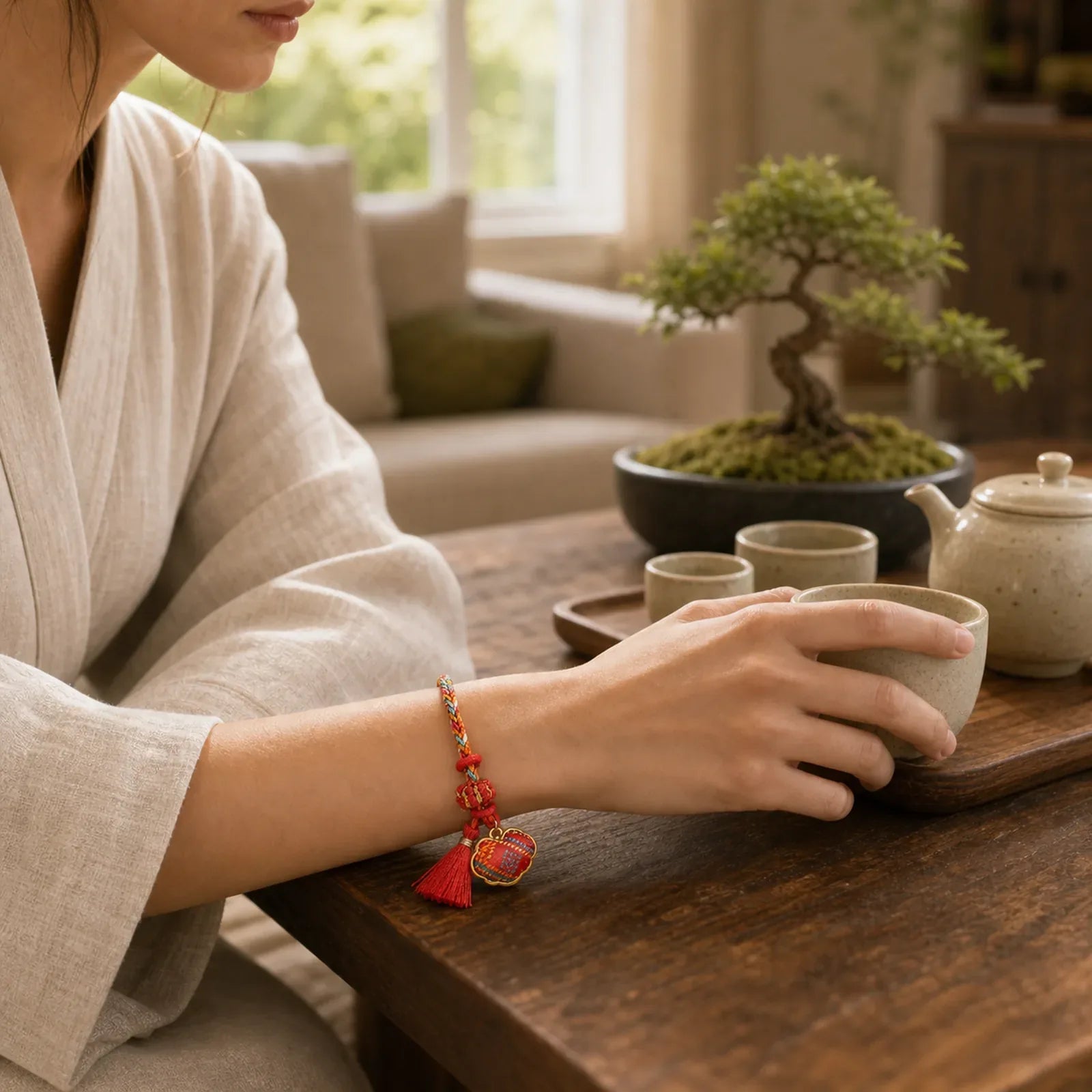 Handmade Five-Color Cord Luck Red Song Brocade Chinese Lock Charm Apple Money Bag Gourd Zongzi Braided Bracelet featuring Red String, Copper