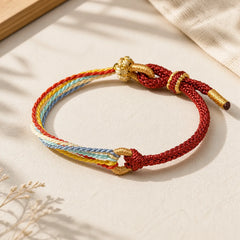 Handmade Five Color String Protection Braided Bracelet featuring Red String, Copper
