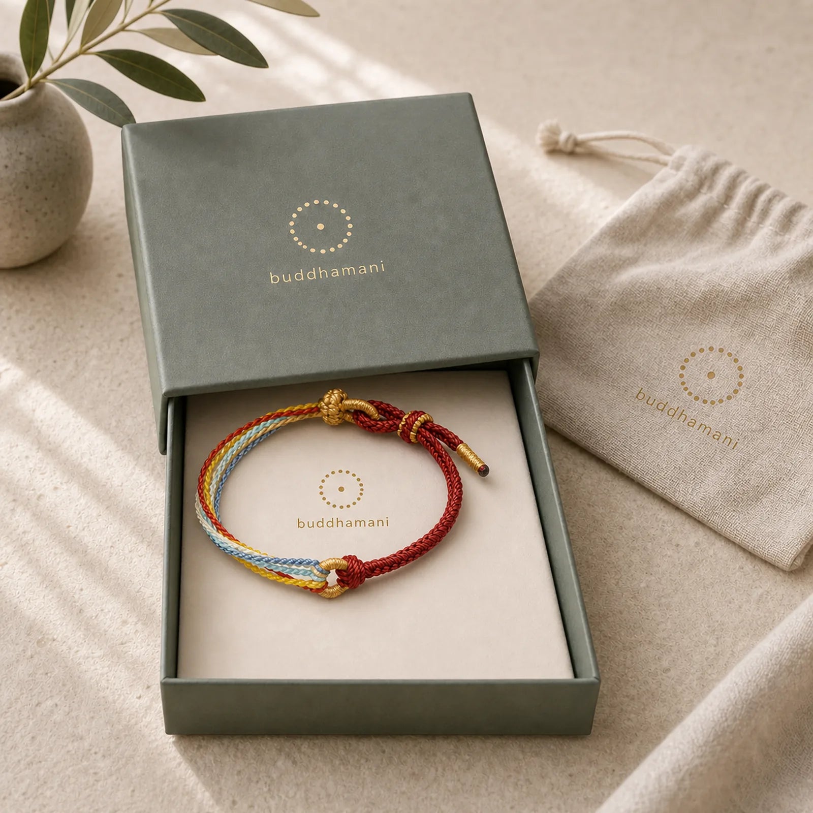 Handmade Five Color String Protection Braided Bracelet featuring Red String, Copper