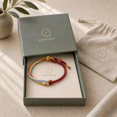Handmade Five Color String Protection Braided Bracelet featuring Red String, Copper