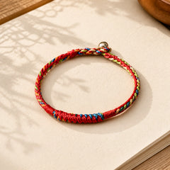 Handmade Five Color Thread Protection Bracelet featuring Red String, Dragon