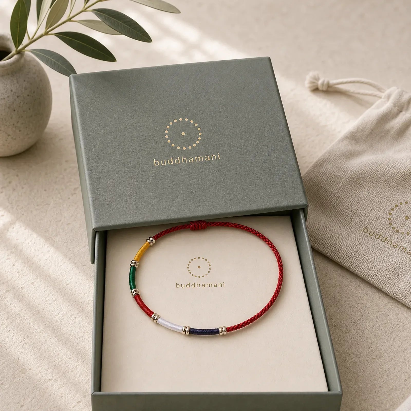 Handmade Five Color Wind Horse Prayer Flag Protection Bracelet featuring Horse, Red String, Copper
