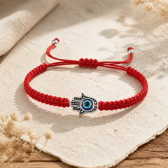 Handmade Hamsa Symbol Protection Luck String Bracelet featuring Hamsa Symbol, Evil Eye, Red String