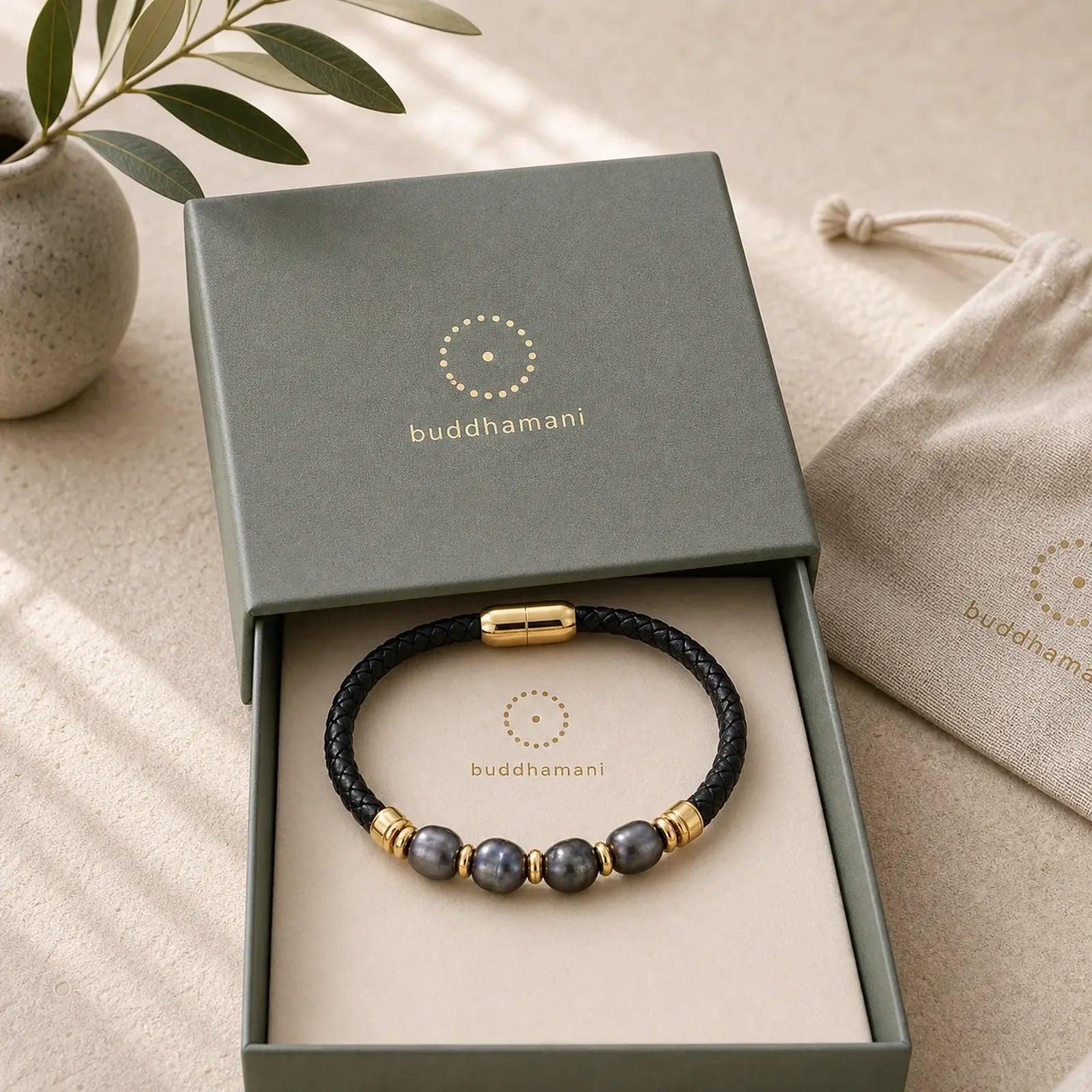 Handmade Irregular Shaped Pearls Healing Leather Titanium Steel Buckle Bracelet featuring Pearl, Titanium Steel