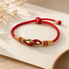 Handmade Knotting Faith Strength Braid String Bracelet featuring Red String