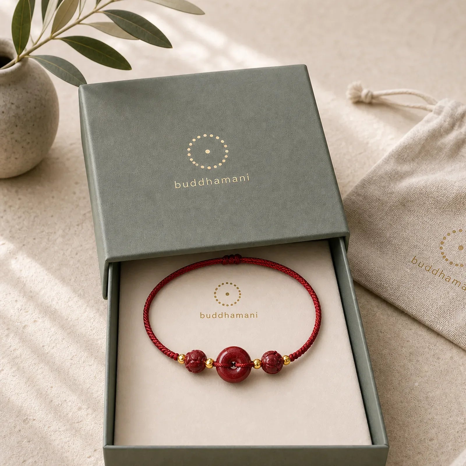 Handmade Lotus Cinnabar Peace Buckle Blessing Braid Bracelet (Extra 35% Off | USE CODE: FS35) featuring Lotus, Cinnabar, Peace Buckle
