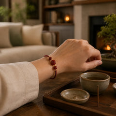 Handmade Lotus Cinnabar Peace Buckle Blessing Braid Bracelet (Extra 35% Off | USE CODE: FS35) featuring Lotus, Cinnabar, Peace Buckle