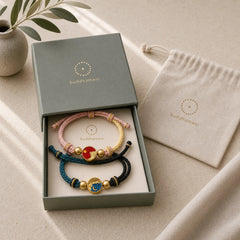 Handmade Mountain and Sea Engraved Luck Two-Color String Couple Bracelet featuring Copper, Cooper